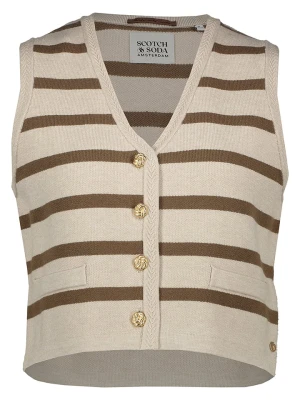 Scotch & Soda Kamizelka dzianinowa w kolorze kremowo-brązowym rozmiar: XL