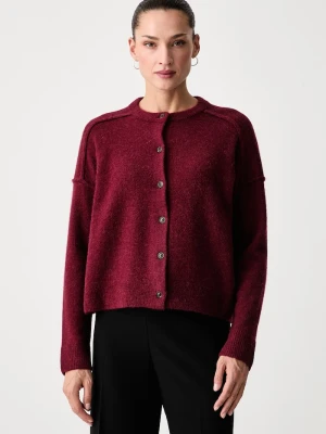 Scotch & Soda kardigan damski z dodatkiem wełny bordowy