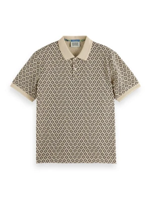 Scotch & Soda Koszulka polo w kolorze beżowo-czarnym rozmiar: M