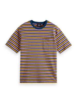 Scotch & Soda Koszulka w kolorze jasnoróżowo-granatowo-żółtym rozmiar: M