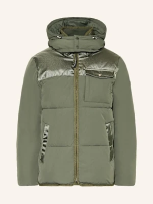 Scotch & Soda Kurtka Pikowana Z Mieszanki Materiałów Z Odpinanym Kapturem gruen