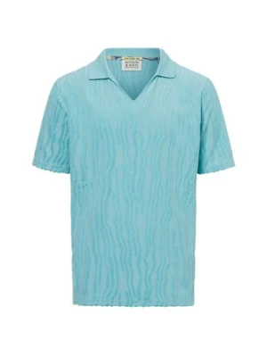 Zdjęcie produktu Scotch & Soda Męska koszulka polo Mężczyźni niebieski wypukły wzór tkaniny,