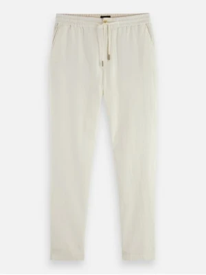 Scotch & Soda Męskie spodnie materiałowe z zawartością lnu Mężczyźni Bawełna biały,