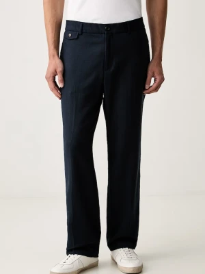 Scotch & Soda spodnie męskie z dodatkiem lnu granatowy
