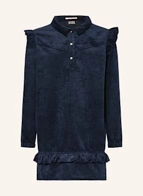 Scotch & Soda Sukienka Koszulowa Ze Sztruksu Z Falbankami blau