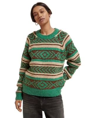 Scotch & Soda Sweter w kolorze zielono-beżowym rozmiar: L