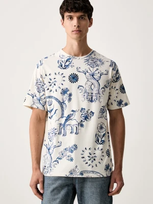 Scotch & Soda T-shirt męski bawełniany beżowy