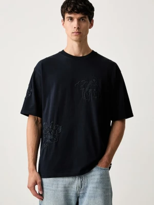Scotch & Soda T-shirt męski bawełniany granatowy
