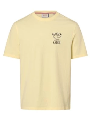 Scotch & Soda T-shirt męski Mężczyźni Bawełna żółty nadruk,
