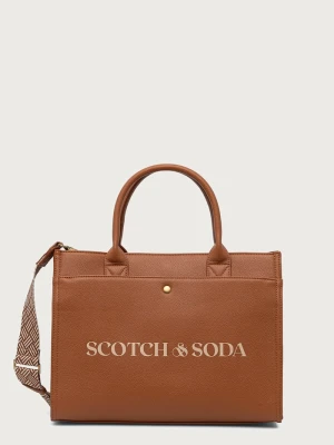 Scotch & Soda torebka tote z imitacji skóry brązowy