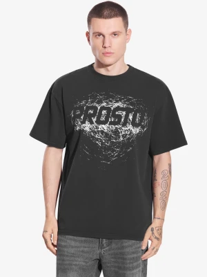 Scriber Washed t-shirt bawełniany czarny Prosto