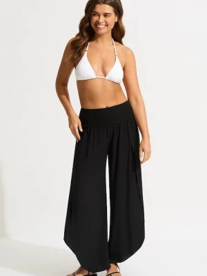 Seafolly spodnie baggy damskie z wiskozy Shirred Waist Wrap