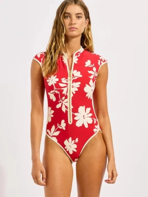 Seafolly strój kąpielowy jednoczęściowy damski Cap Sleeve Zip Front