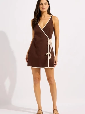 Seafolly sukienka plażowa damska Bind Mini Wrap brązowy