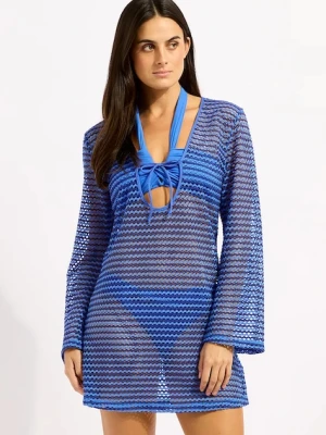 Seafolly sukienka plażowa damska Mesh Effect Cover Up niebieski