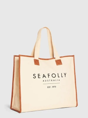 Seafolly torebka tote damska bawełniana Canvas Tote beżowy
