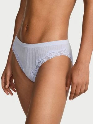 Seamless Majtki prążkowane z koronką na krawędziach Rib Lace-Trim Bikini Victoria's Secret