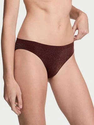 Seamless Majtki z błyszczącego materiału Shimmer Bikini Victoria's Secret Brązowy