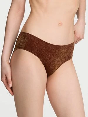 Seamless Majtki z błyszczącego materiału Shimmer Hiphugger Victoria's Secret Brązowy