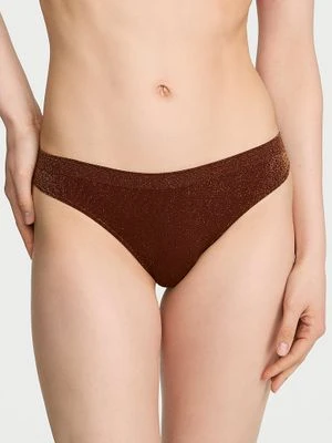Seamless Stringi z błyszczącego materiału Shimmer Victoria's Secret Brązowy