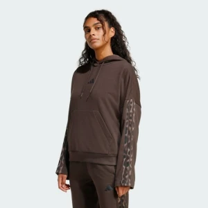 Seasonal Essentials Leopard Print French Terry Hoodie with 3-Stripes Adidas