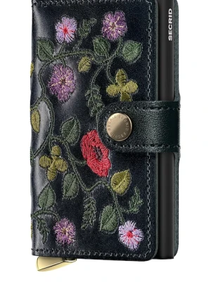 Secrid portfel skórzany STITCH FLORAL czarny