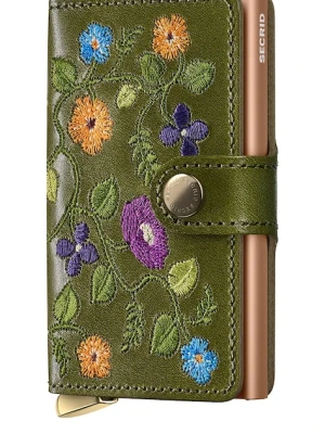Secrid portfel skórzany STITCH FLORAL kolor zielony