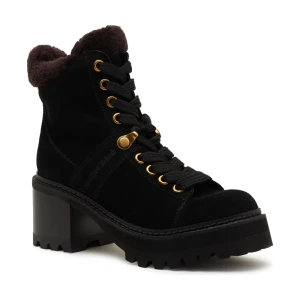 See By Chloé Botki na słupku shearling | zamsz