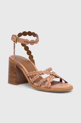 See by Chloé sandały skórzane Kaddy kolor beżowy SB42032A