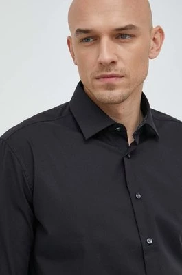 Seidensticker koszula bawełniana X-Slim męska kolor czarny slim z kołnierzykiem klasycznym 01.493690