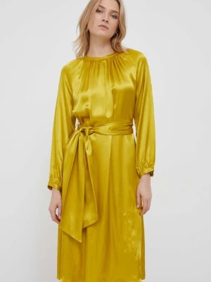 Seidensticker sukienka kolor żółty midi rozkloszowana