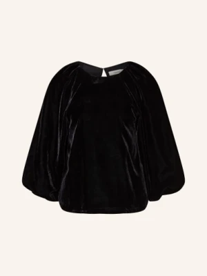 Selected Femme Bluzka Z Aksamitu Z Rękawami 3/4 schwarz