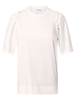 Selected Femme Koszulka damska - SLFPenelope Kobiety Bawełna biały jednolity,
