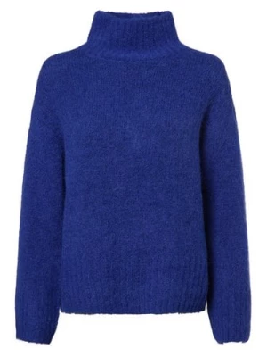 Selected Femme Sweter damski z dodatkiem alpaki Kobiety Wełna niebieski jednolity,