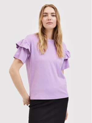 Selected Femme T-Shirt Rylie 16079837 Fioletowy Regular Fit