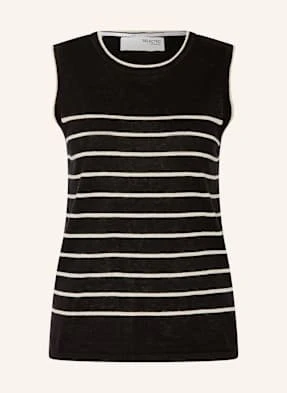 Selected Femme Top Z Dzianiny Z Dodatkiem Lnu schwarz