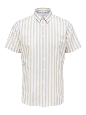 SELECTED HOMME Koszula "Regnew" - Regular fit - w kolorze beżowo-białym rozmiar: M