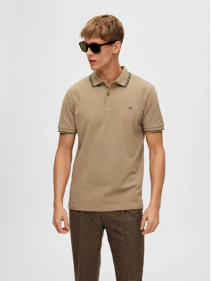 Selected Homme Polo 16087840 Beżowy Regular Fit
