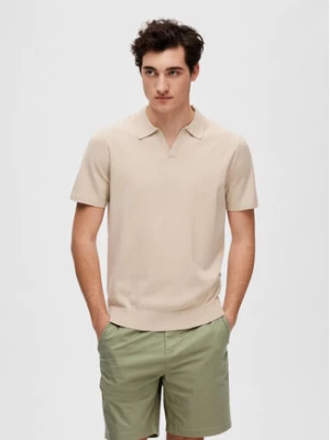 Selected Homme Polo 16088636 Beżowy Regular Fit