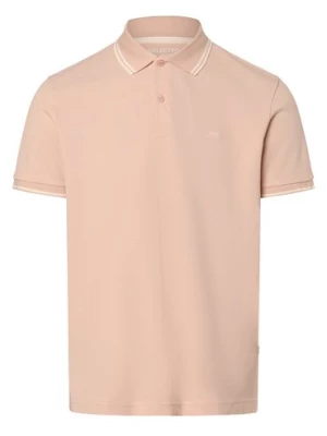 Selected Męska koszulka polo - SLHDante Mężczyźni Bawełna różowy jednolity,