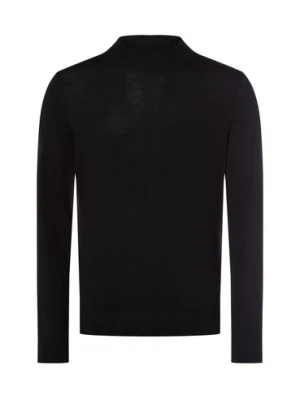 Selected Męski sweter z cienkiej dzianiny z wełny merynosów - SLHTray Mężczyźni Wełna merino czarny jednolity,