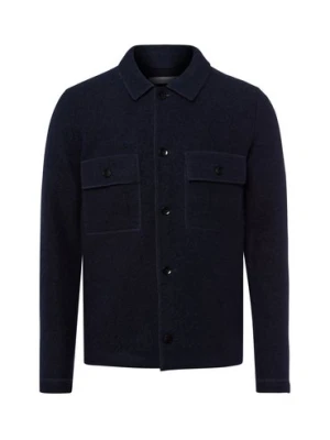 Selected Męski wełniany kardigan - SLHNealy Mężczyźni Wełna niebieski jednolity,