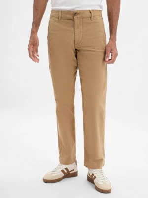 Selected Męskie spodnie chino - SHL196-Straight Harry Mężczyźni Bawełna beżowy jednolity,