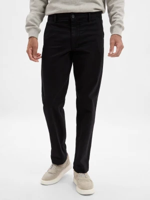 Selected Męskie spodnie chino - SHL196-Straight Harry Mężczyźni Bawełna czarny jednolity,