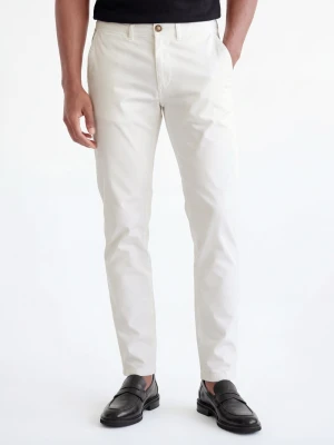 Selected Spodnie Mężczyźni Bawełna biały jednolity,