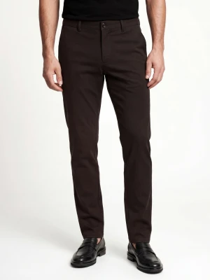 Selected Spodnie - Robert Mężczyźni Sztuczne włókno brązowy jednolity,