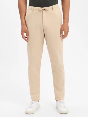 Selected Spodnie z zawartością lnu - SLH172-Slimtape Brody Mężczyźni Bawełna beżowy marmurkowy,