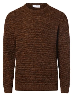 Selected Sweter męski Mężczyźni Bawełna brązowy marmurkowy,