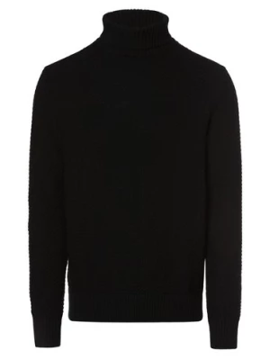 Selected Sweter męski Mężczyźni Bawełna czarny wypukły wzór tkaniny,