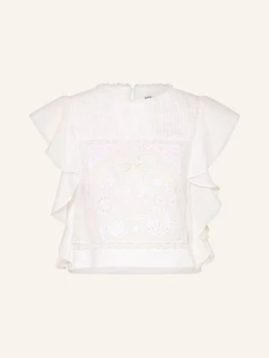Self-Portrait Bluzka Z Koronką I Falbanami weiss